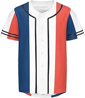 Vnurnrn France Flag Mens Baseball Button Down Jersey Hipster Hip Hop T Shirts