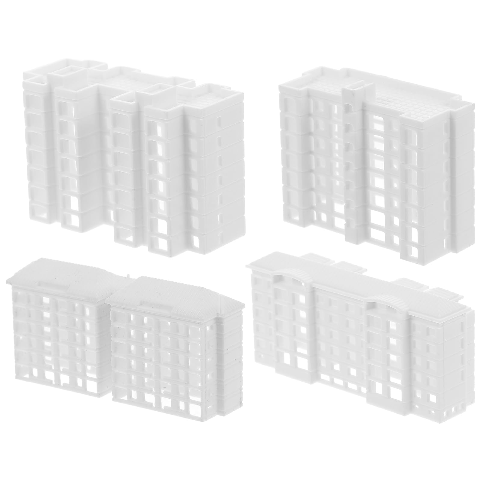 Alasum 4pcs Miniature Apartment Building Railway Modern City Grand Apartment Models Unpainted Sand Table Mini Building Model for Dollhouse Layout Prop