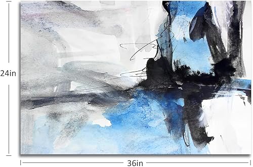 Miniatura 617 de Lienzo artístico para pared, pinturas de arte abstracto, fantasía azul, grafiti colorido sobre fondo blanco; decoración artística moderna para sala