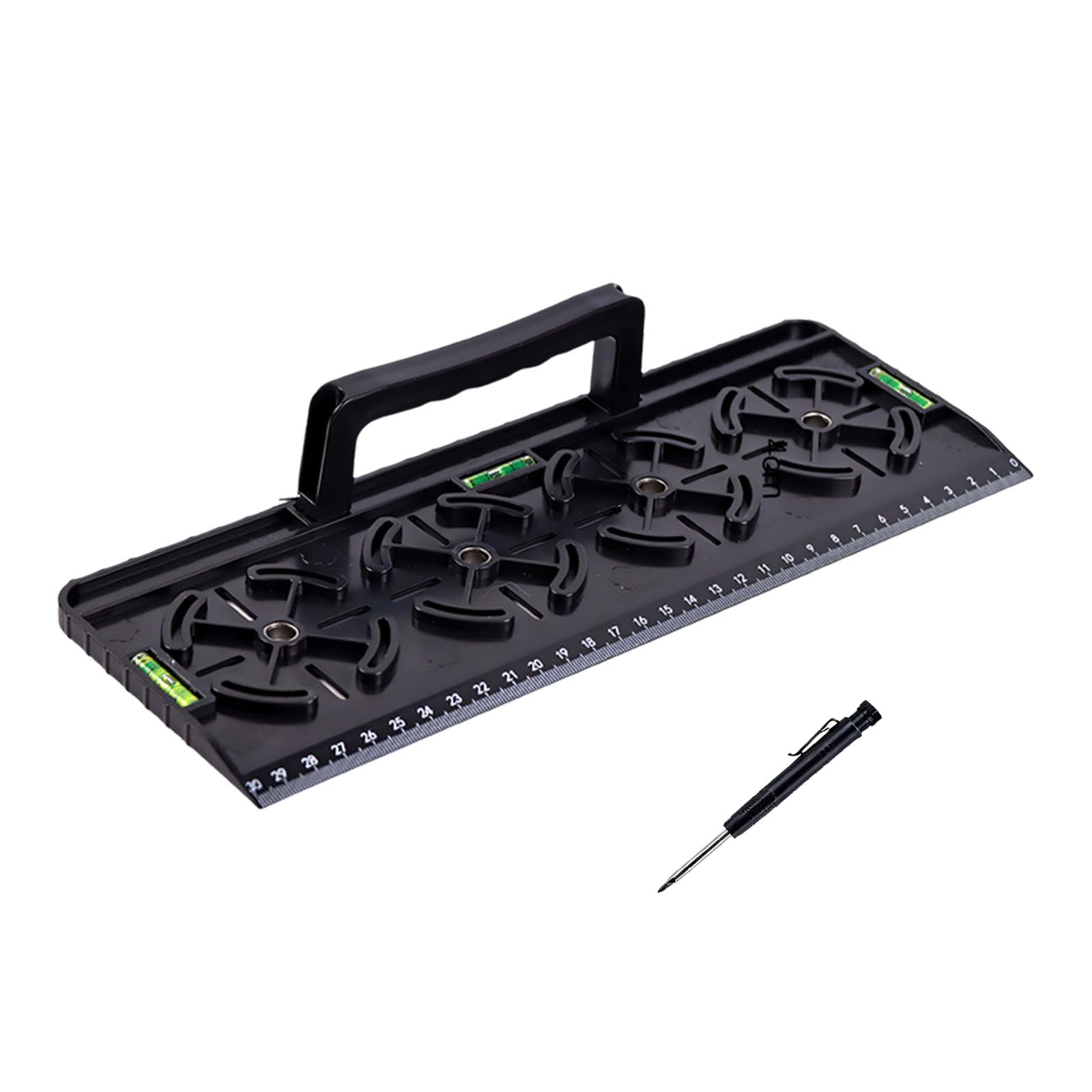 Aqvjd Black Sturdy Abs Drilling Guide With Easy Grip Handle And Clear Positioning Marks For Installers Multi Size Hole Hit Guide