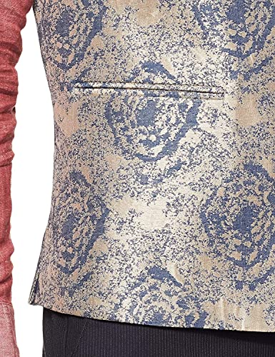 Image of MANQ Men Fawn Woven Jaquard Silk Nehru Jacket