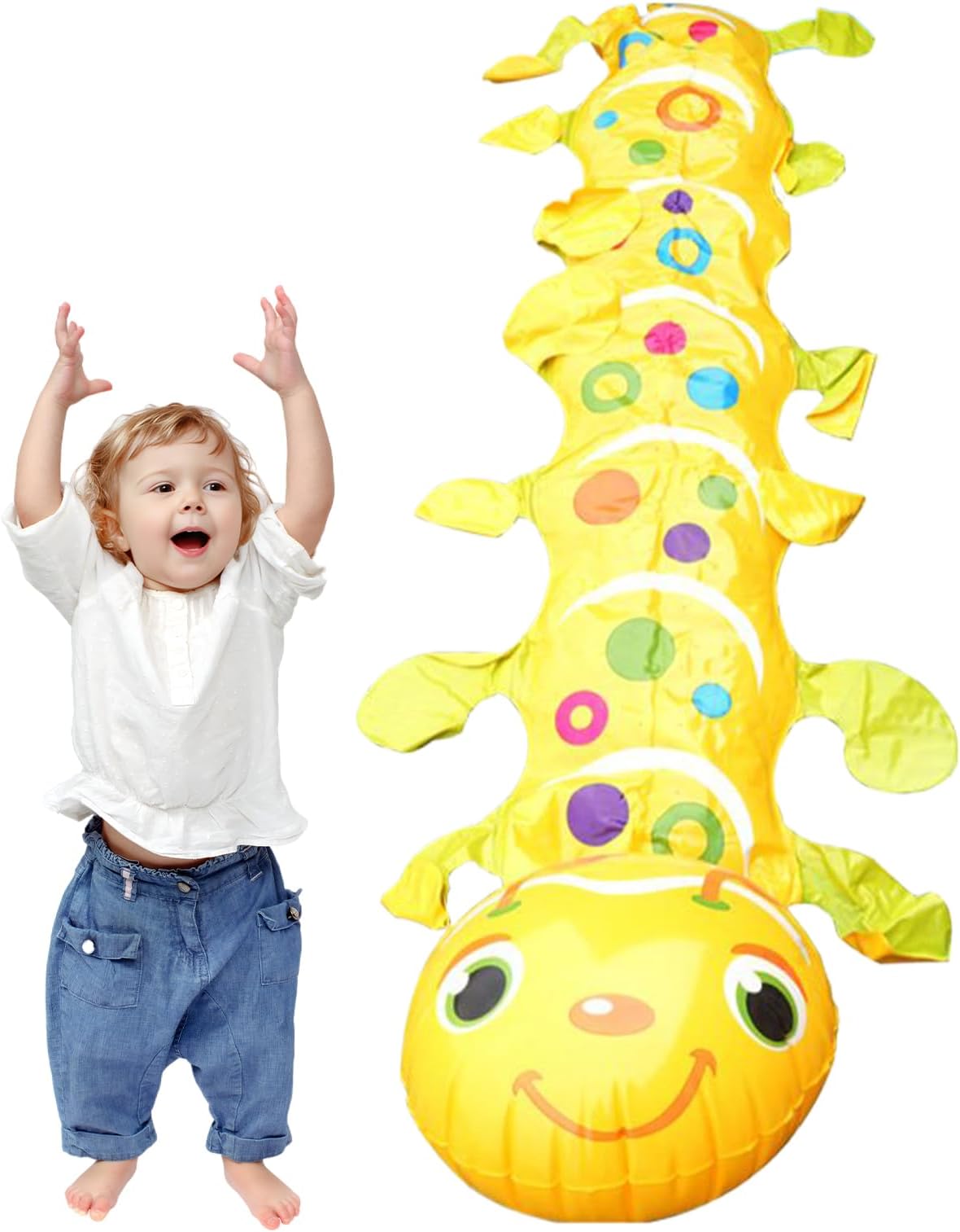 Inflatable Sprinkler | Inflatable Water Caterpillar for Backyard Fun - Interactive Cooling Game Toy for Baby Boys Children Adults Summer Outdoor Pool Backyard Party Spraying Fun