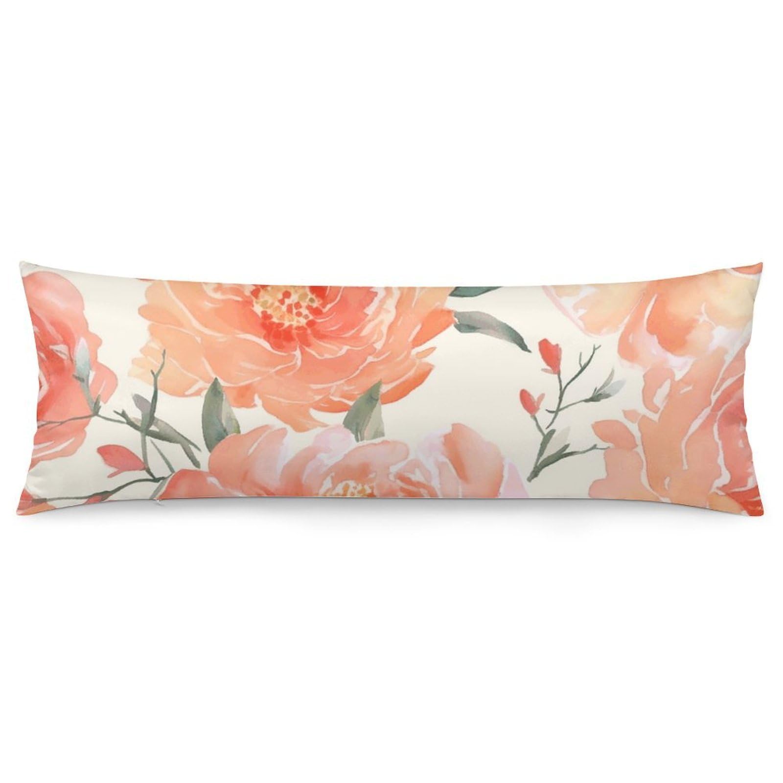2 Pack Pillow Cases for Hair and Skin, Soft Breathable Pillow Case Covers with Hidden Zipper, Peach Peony Pillowcase 20"x54" Pillow Covers for Sleeping Gift