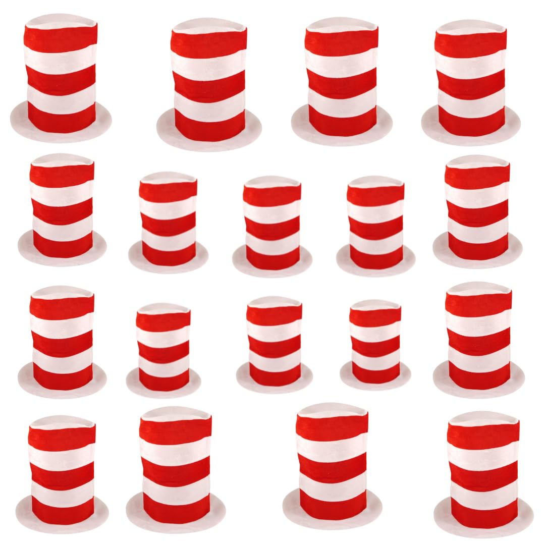 labreeze Sombrero alto rojo y blanco para adultos, juego de 18, sombreros clásicos a rayas para grupos grandes, eventos, desfiles y fiestas de disfraces