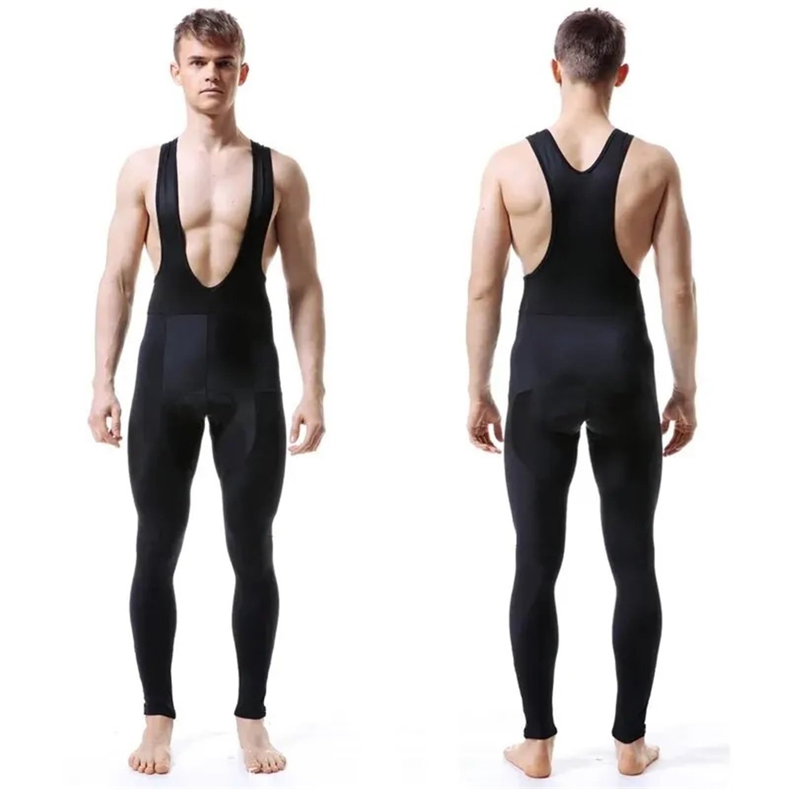 Cuissard Long de Cyclisme Pantalon à Bretelles de Cyclisme, Pantalon Thermique d'hiver for vélo Montagne, Collant avec Coussin Gel 5D, Garde au Chaud