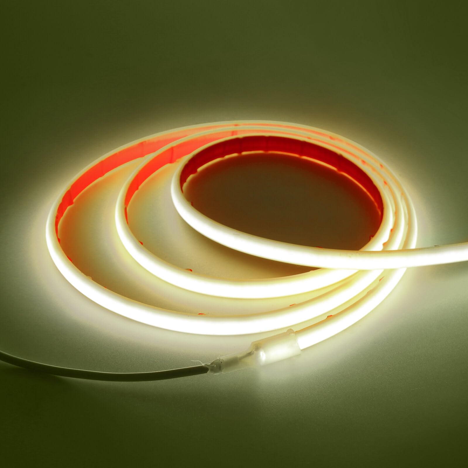 KISUFU 12V COB LED Neon Strip Light, 320 LEDs/m IP68 Waterproof High Density 2PIN Flexible Cuttable Tape Lights for DIY Bedroom Kitchen Home Decoration. (No Power Supply)