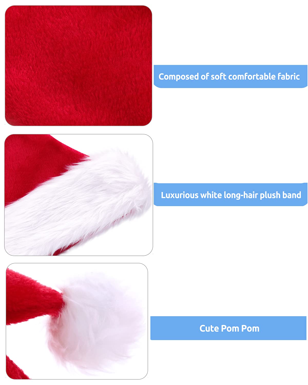 KONVINIT Cappello Babbo Natale Cappelli Natalizi Caldo Natale Cappello Peluche Cappelli Babbo Natale Cappellino Babbo Natale Adulti per uomo e donna