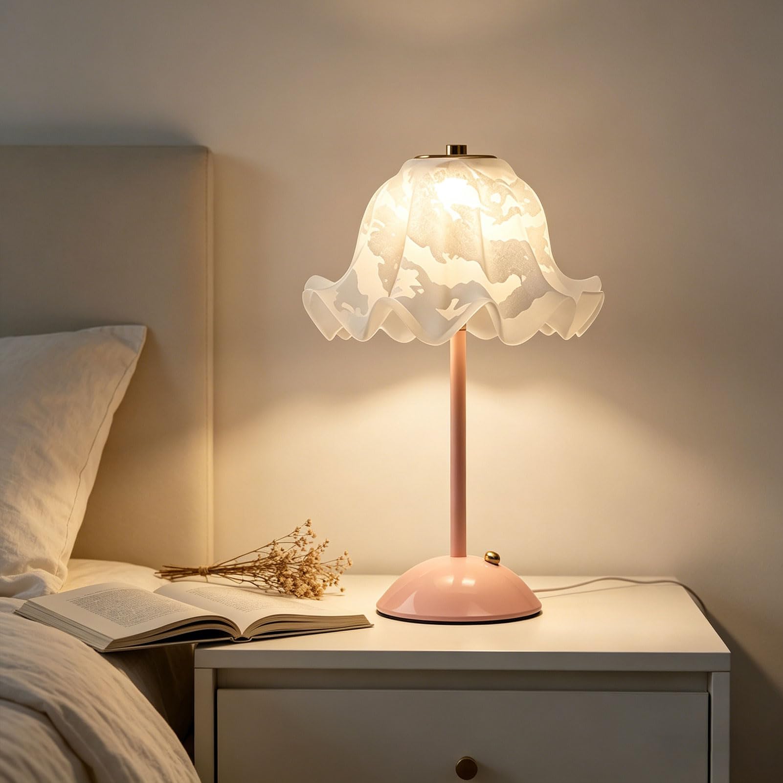 Lampada da Tavolo a Fiori Ricaricabile Senza Fili Lampada da Comodino
