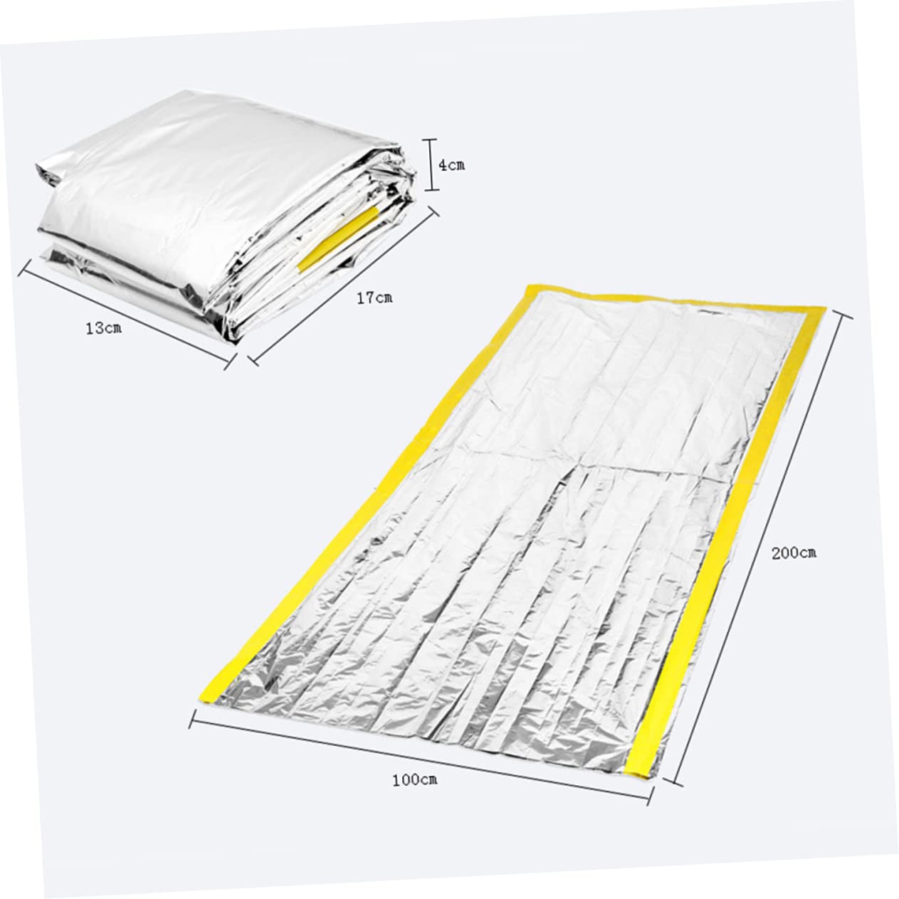 Mipcase Outdoor Portable Emergency Silver Foil Thermal Blanket for Aid and Survival Compact Reusable for Hiking and Outdoor Adventures Silver and Yellow
