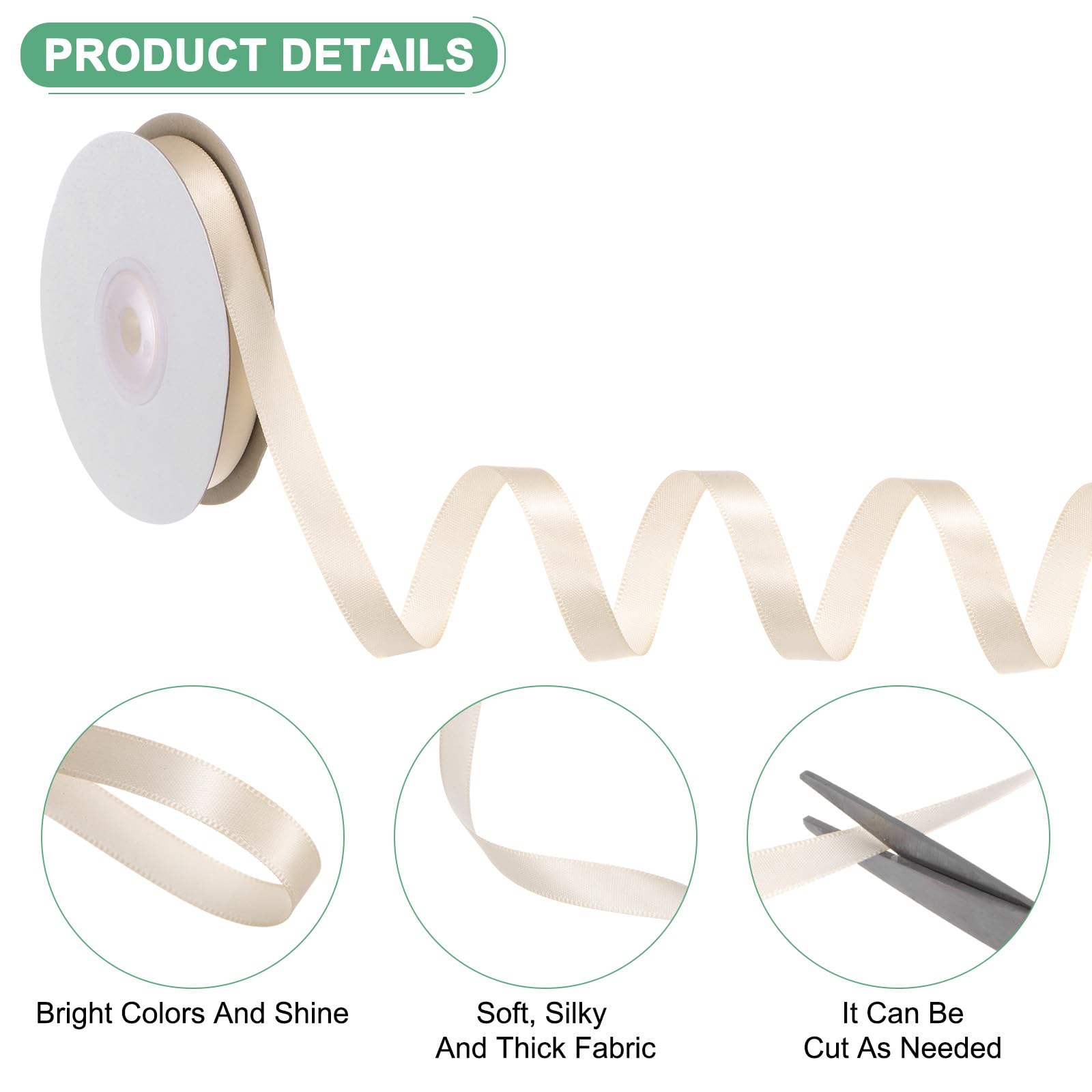 M METERXITY Beige Satin Ribbon - Image 2