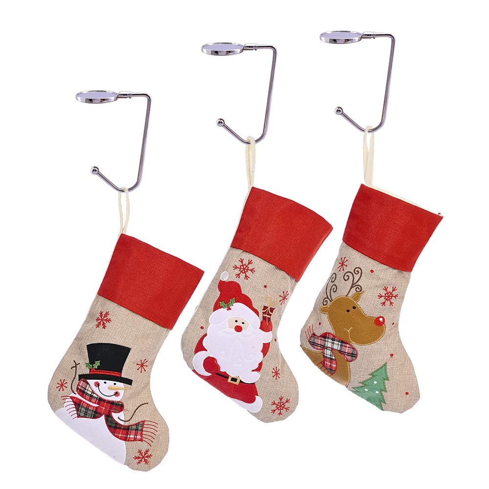 Kungfu Mall Lot De 6 Crochets Métal Pour Chaussettes De Cheminée - Support Rotatif Antidérapant, Décoration Noël, Charge 15kg