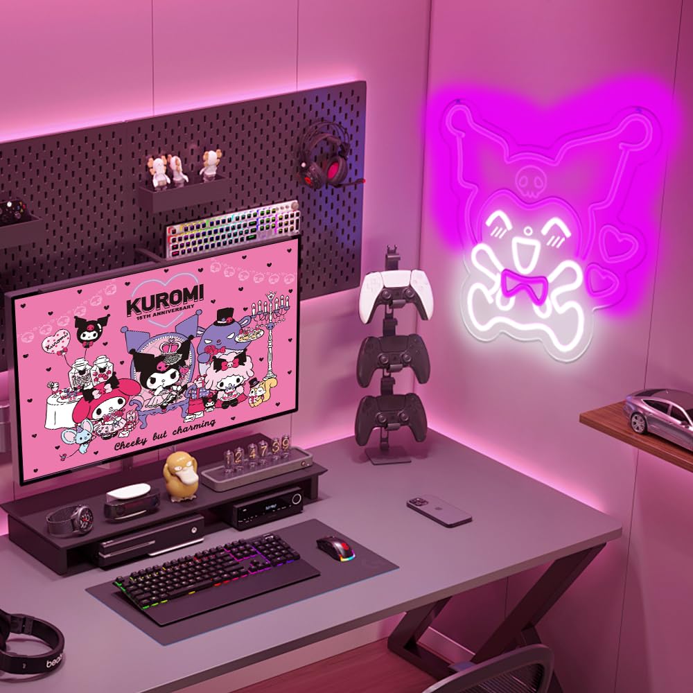 PILOYINDE Japanese Anime Neon Sign - Cute LED Light - Kuromi Heart