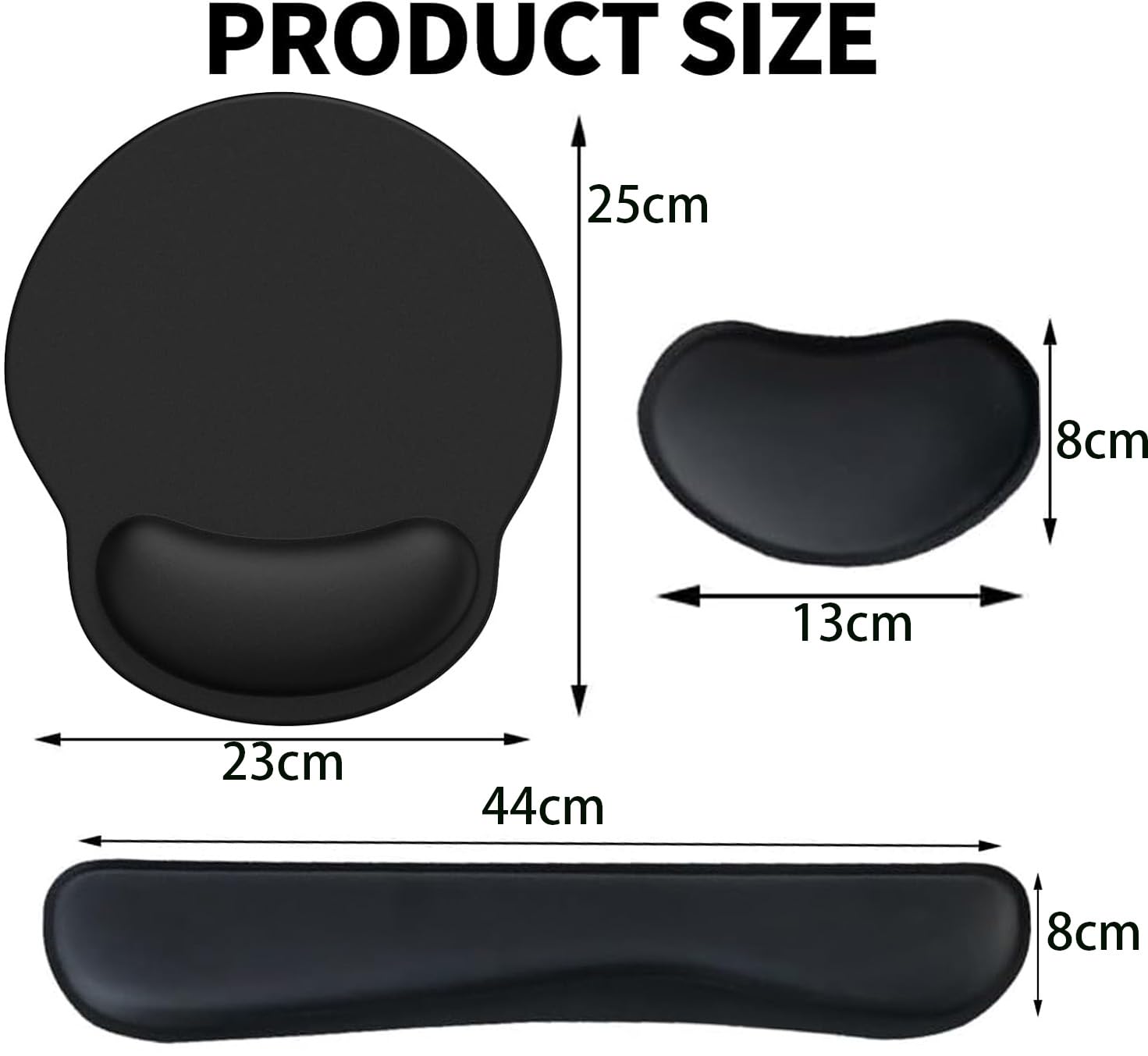 Set poggiapolsi ergonomici con cuscino in gel nero