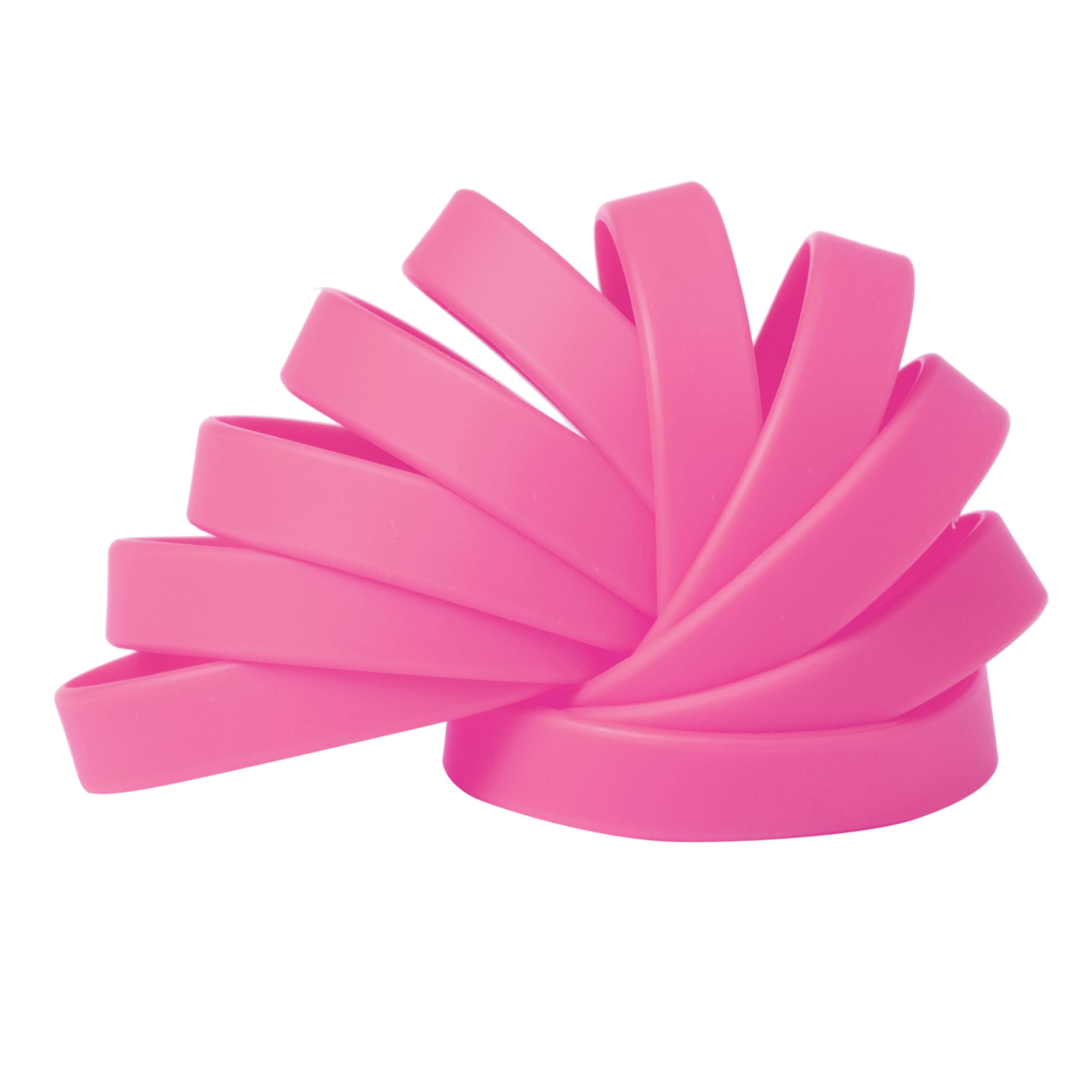 Plain Neon Pink Coloured Silicone Sports Arm Exercise Wristband Bracelets Rubber Wrist Bands Party Accessories For Men Women Boys Girls (Pack of 10) โ image 1