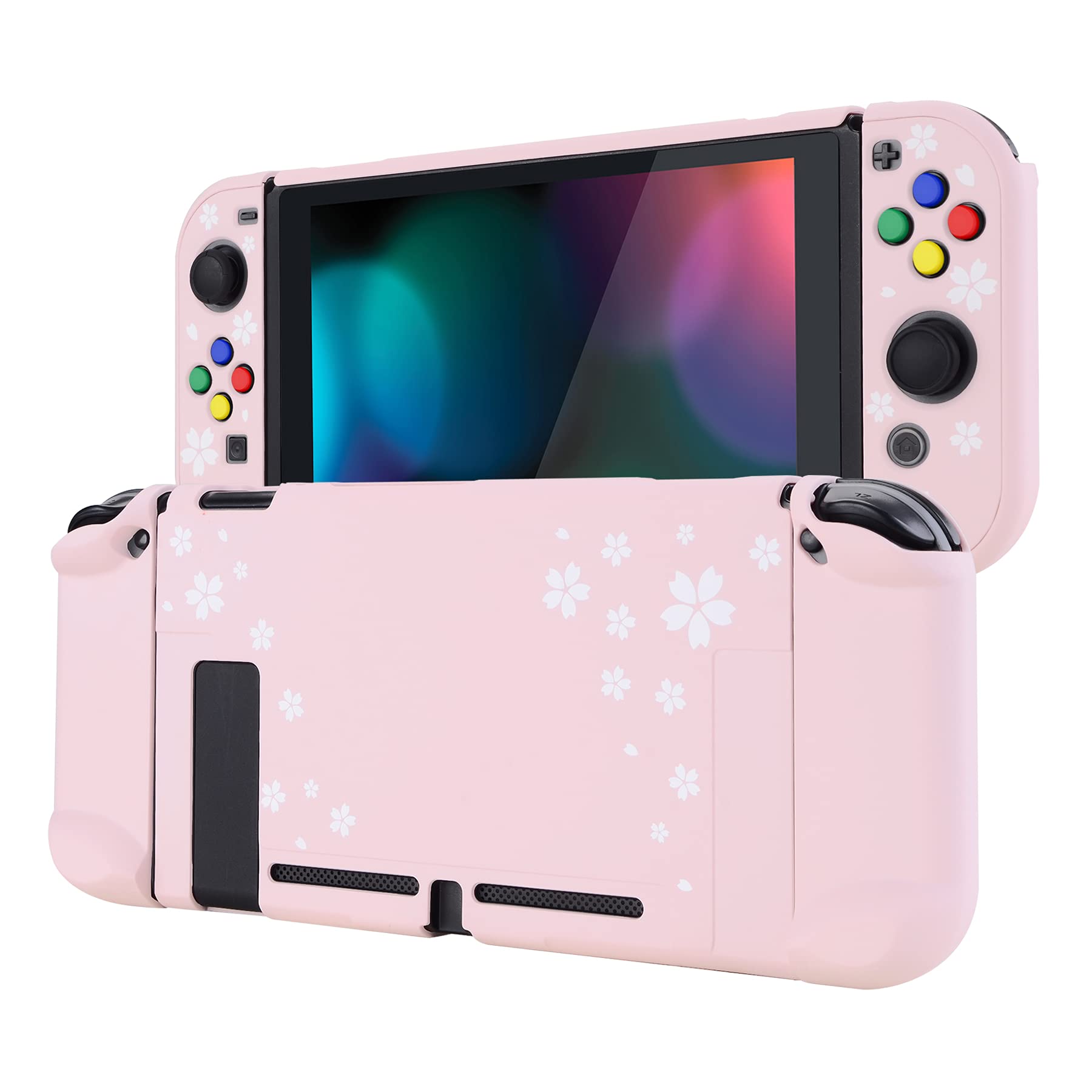 eXtremeRate Custodia compatibile con Nintendo Switch Joy Con console, custodia protettiva accessori separabile per Nintendo Switch (petali di ciliegio)