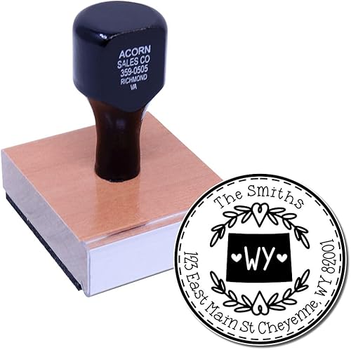 Miniatura 152 de Round State Love - Sello de dirección de devolución para Texas, uso con almohadilla de sello, mango de madera, sello de dirección de Texas