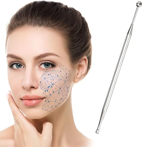 Herramientas de reflexología facial de doble cabeza, 1 unidad de acero inoxidable portátil de acupuntura de oído para cuerpo y punta de oído,