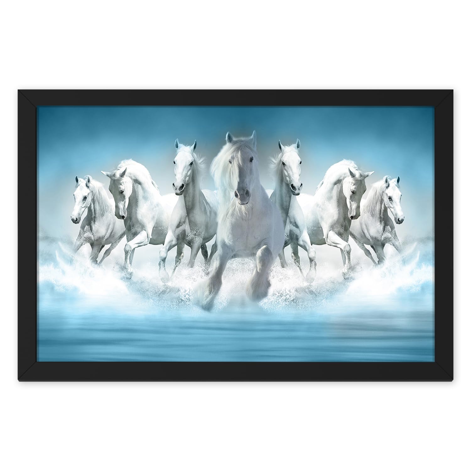 Ritwikas Seven White Running Horses Near The Sea Wall Art Painting With Frame | Perfect For Home and Office Decor & Gift | Blue And White | With Glass, Size 19.5 x 13.5 IN, Set Of 1 (B0BS6YSSRK) Amazon Price History, Amazon Price Tracker