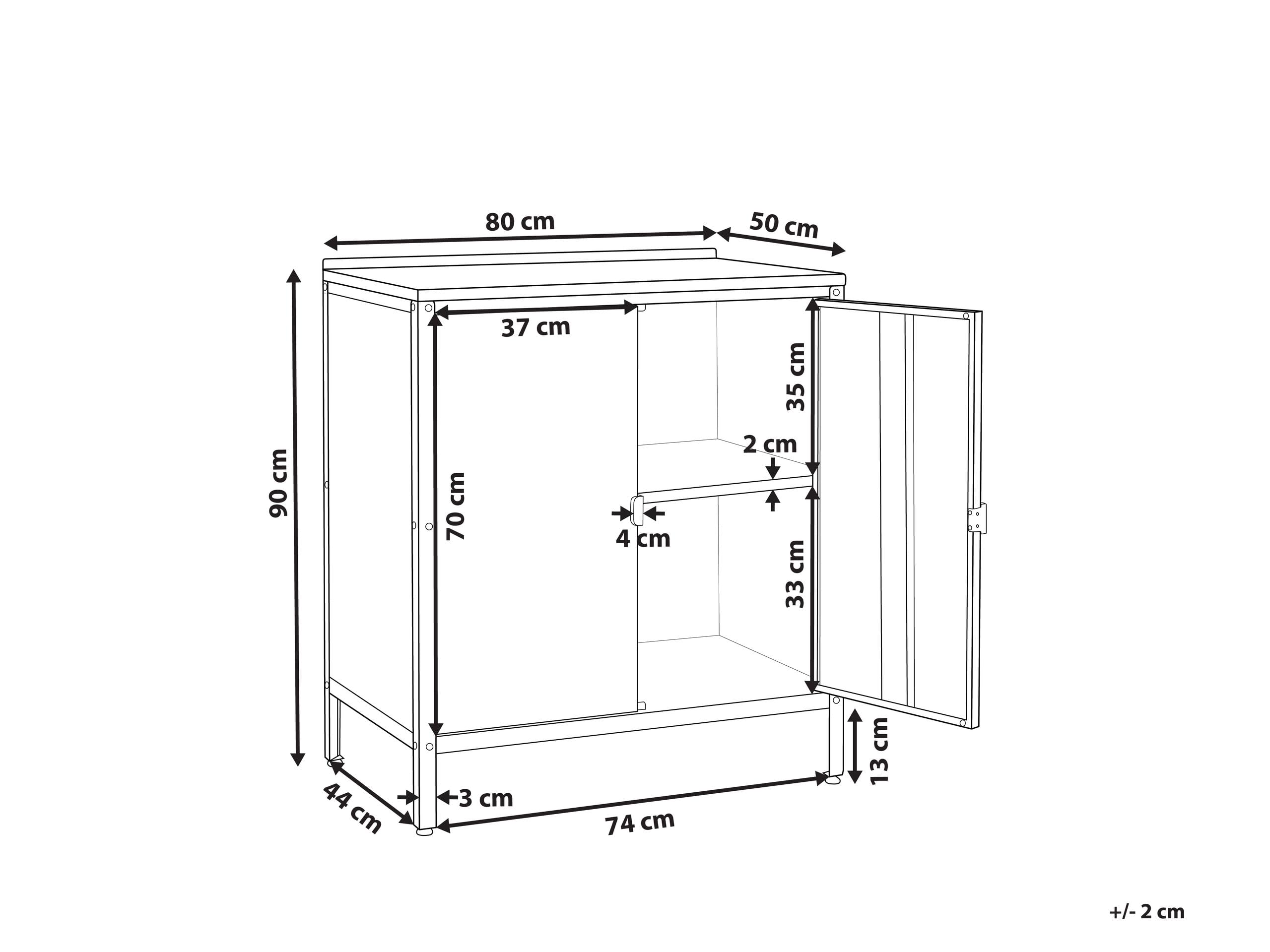 Beliani Armario de Metal Negro Plateado 90 cm Acero Inoxidable 2 Puertas Cocina Exterior Vilama