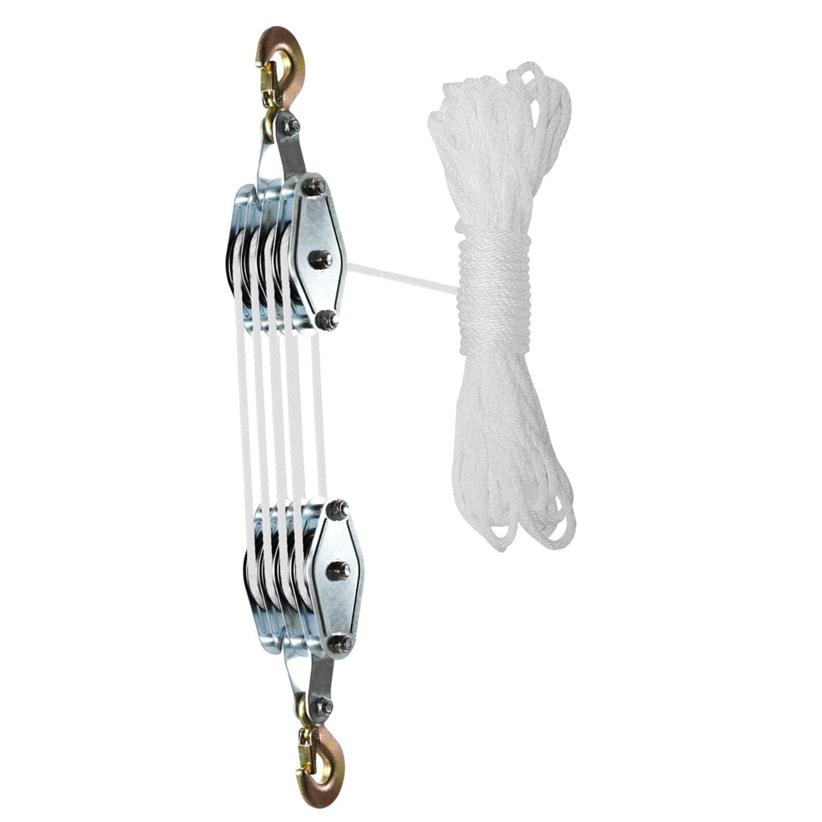 Seilzug-Hebezeug für schwere Hebeblock und Tackle Seilzugsystem 20m Seil, Silber