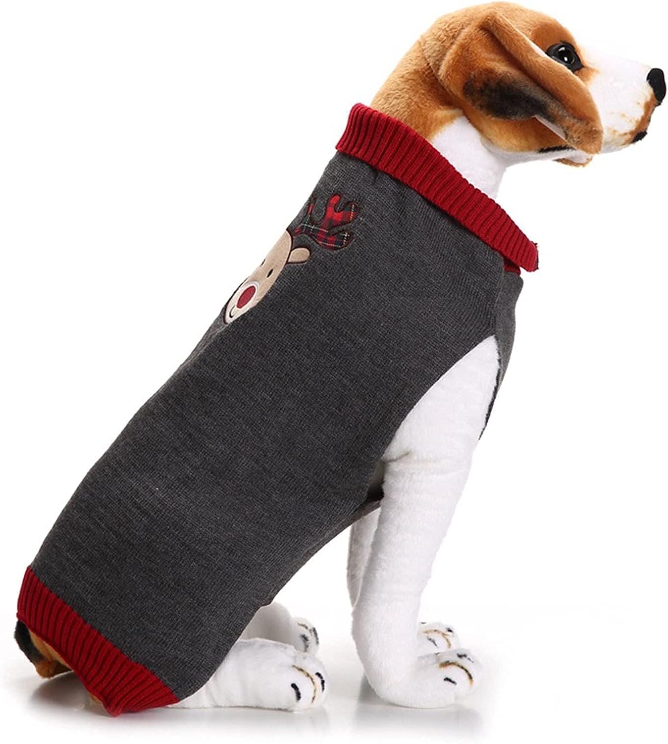 Christmas Dog Sweater Cute Cat Puppy Sweaters Soft Warm Fall Winter Dogs Clothes Ugly Xmas Pet Sweatshirt Knitted Doggie Vest Outfit for Small Medium Dogs(Grey Reindeer,XXS)