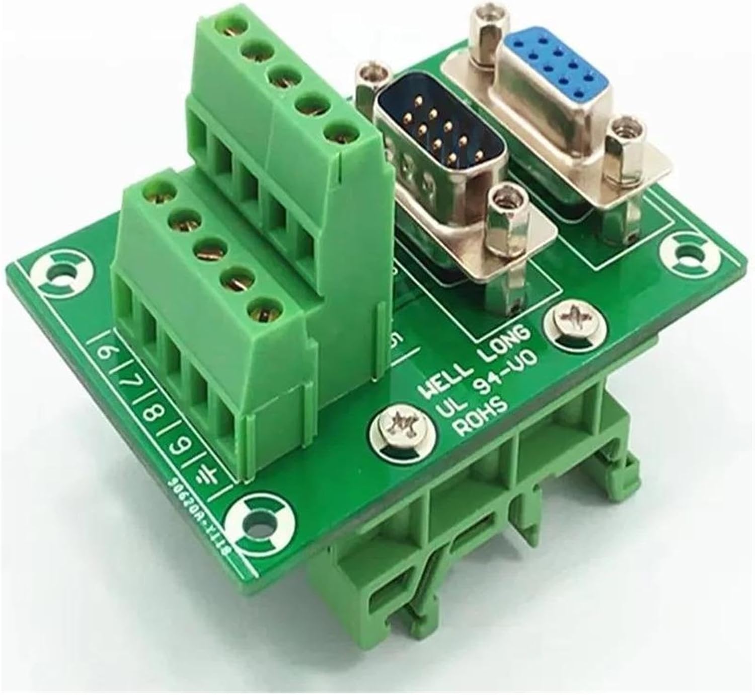 D-SUB DB9 DIN Rail Mount Interface Module Male/Female Header Breakout Board, Terminal Block, Connector(DB-9MG-B2-1)