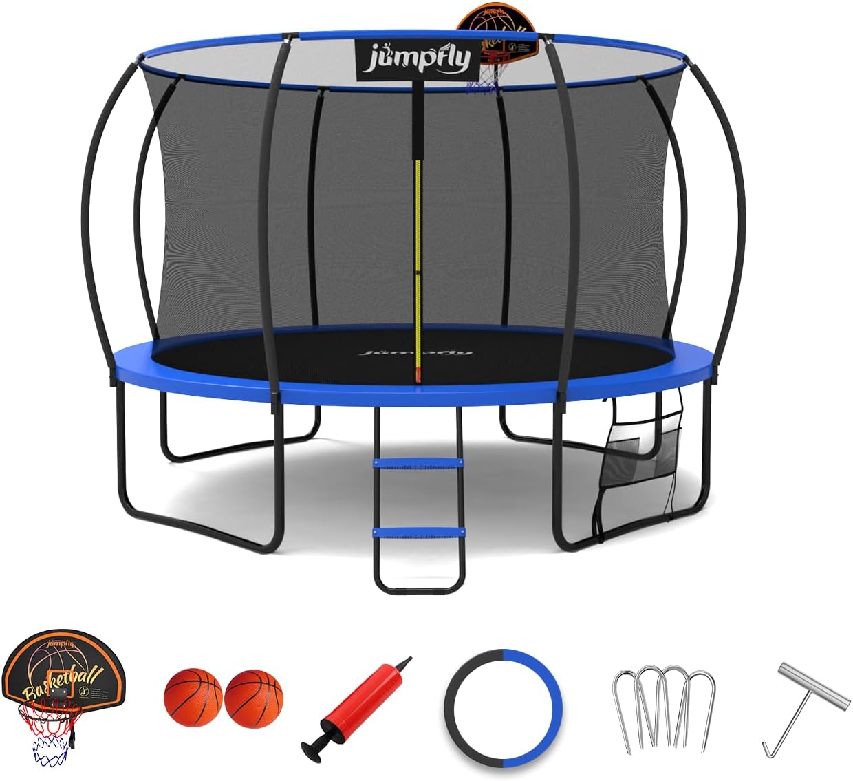 Jumpfly 12FT Premuim Updated Trampolines with Enclosure Net Ladder