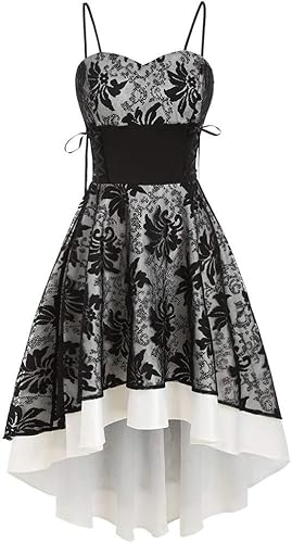 Vestido gótico para mujer con corsé, sexy malla de encaje, vestido de cóctel, gótico, formal, punk, vintage, vestido steampunk