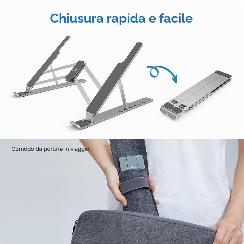 XP-PEN ACS05 - Supporto per tablet portatile con 6 angoli regolabili, stabile e pieghevole, compatibile con tablet, laptop, monitor da disegno, telefoni cellulari da 12 a 16 pollici