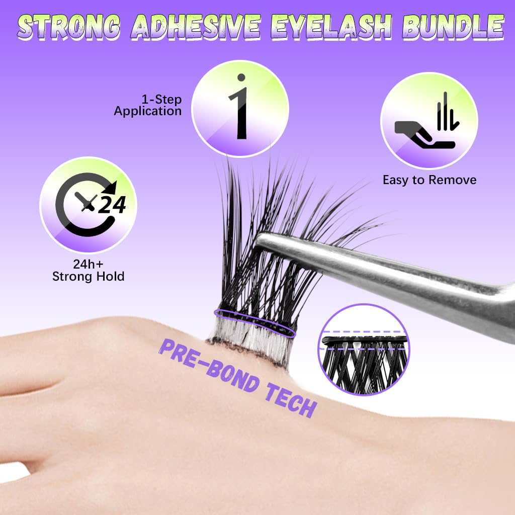 MAYCREATE 100 Pcs Self Adhesive Eyelash Clusters 8/10/12mm Natural Look 3