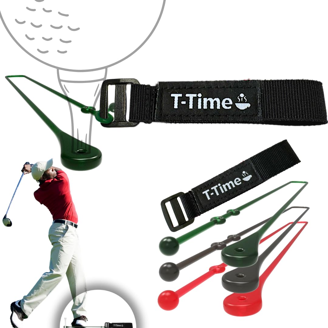 T-Time® Golf Tee Anchor Leash for Driving Range & Simulator Practice, New 2025 Improved Design, Indoor/Outdoor Use, Includes 1 Strap + 3 Silicone Strings (Pink, Green, Grey) — image 1
