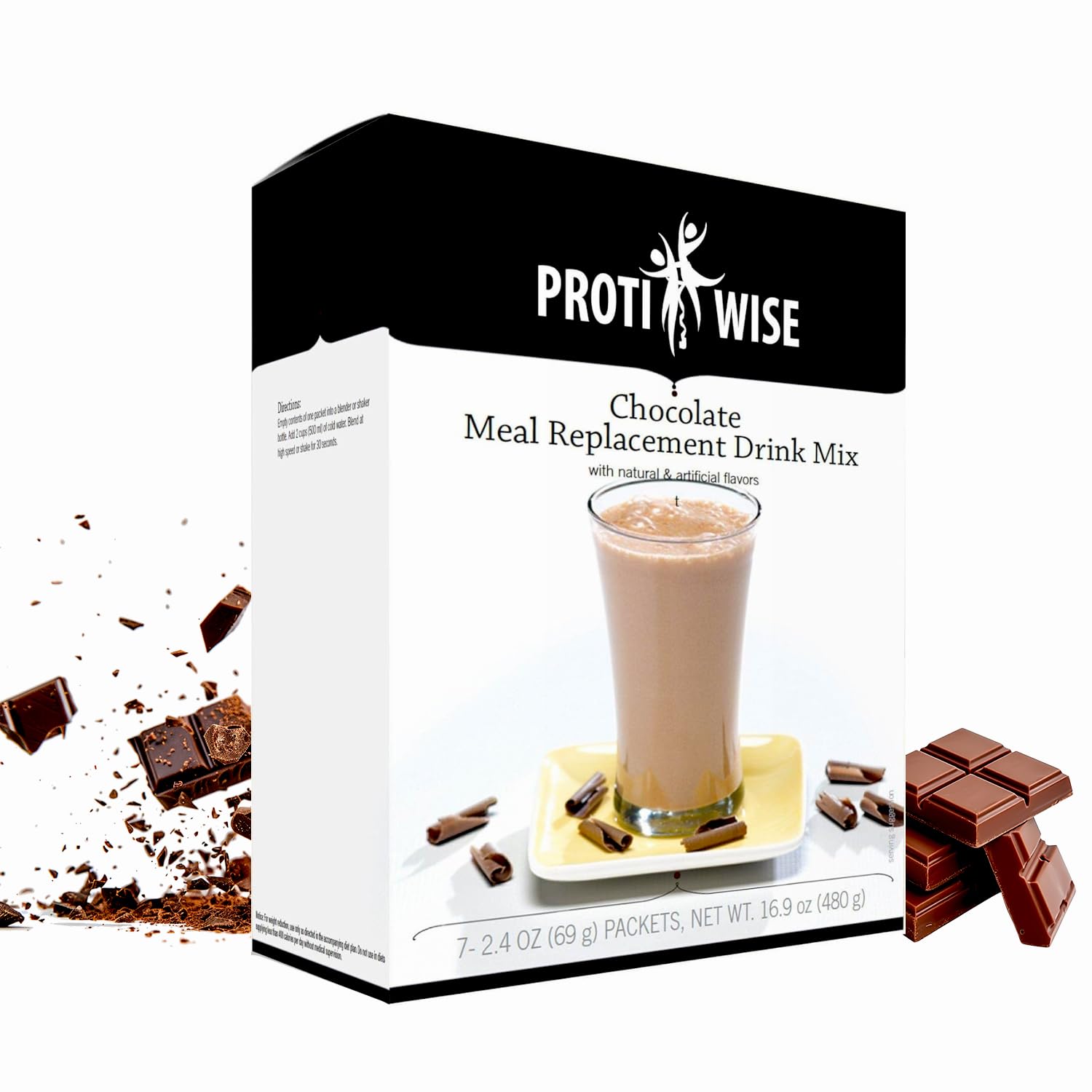ProtiWise Very High Protein Drink Mix | Chocolate | Meal Replacement for Weight Loss and Hunger Control | 35 grams Protein, Gluten Free Keto Diet | 7/Box