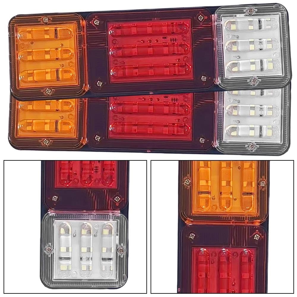 Luces de giro 2 Luces LED Traseras 24 V Camión Intermitentes Luces Freno Traseras Luces Marcha Atrás Luces Remolque Camión Autobús Caravana Coche Intermitentes laterales