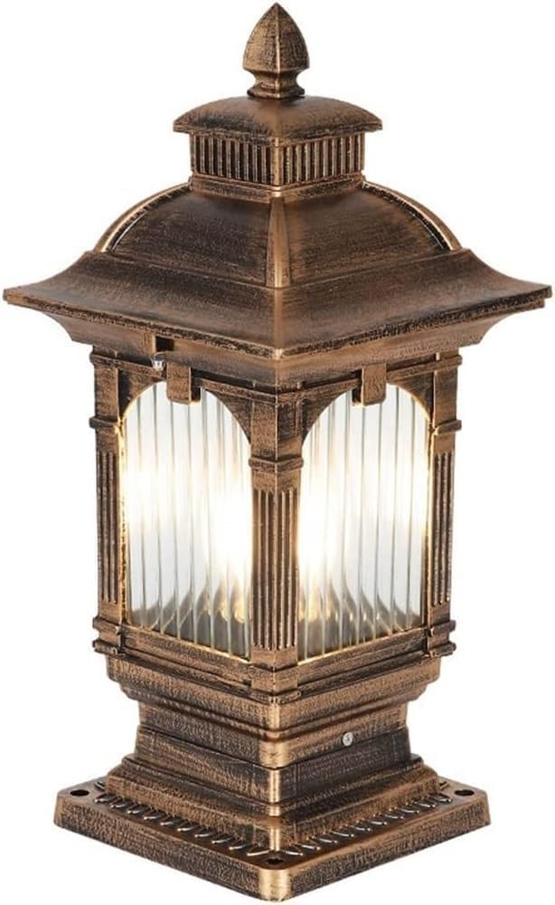 QUSYZD Exterior Post Glass Lantern Column Lamp Aluminum Waterproof Courtyard Pillar Lamp Porch Column Post Lights Outdoor Fixture Driveway Antique Post Lamp,