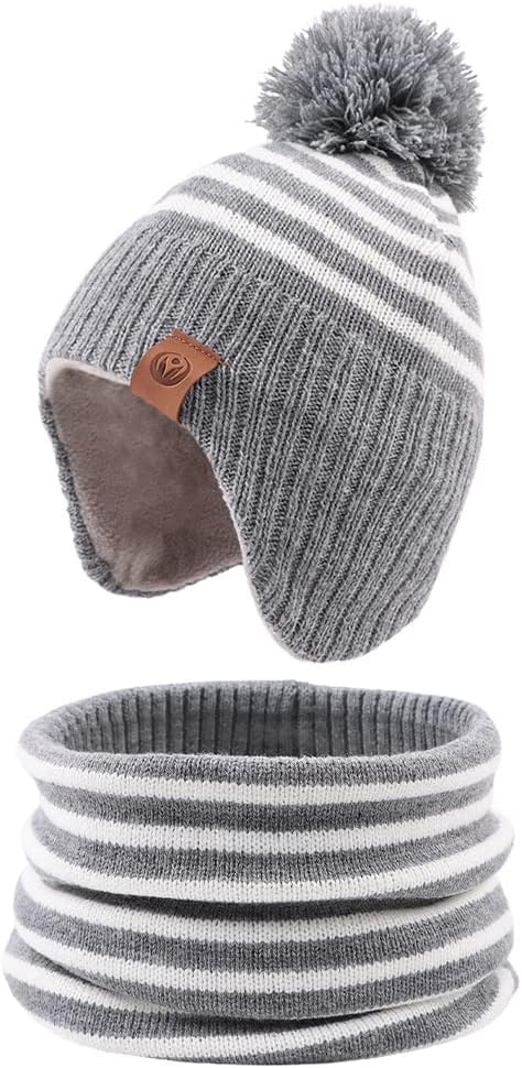 Xiaohawang Bonnet D'hiver En Tricot Avec Pompons Pour Enfant, Rose