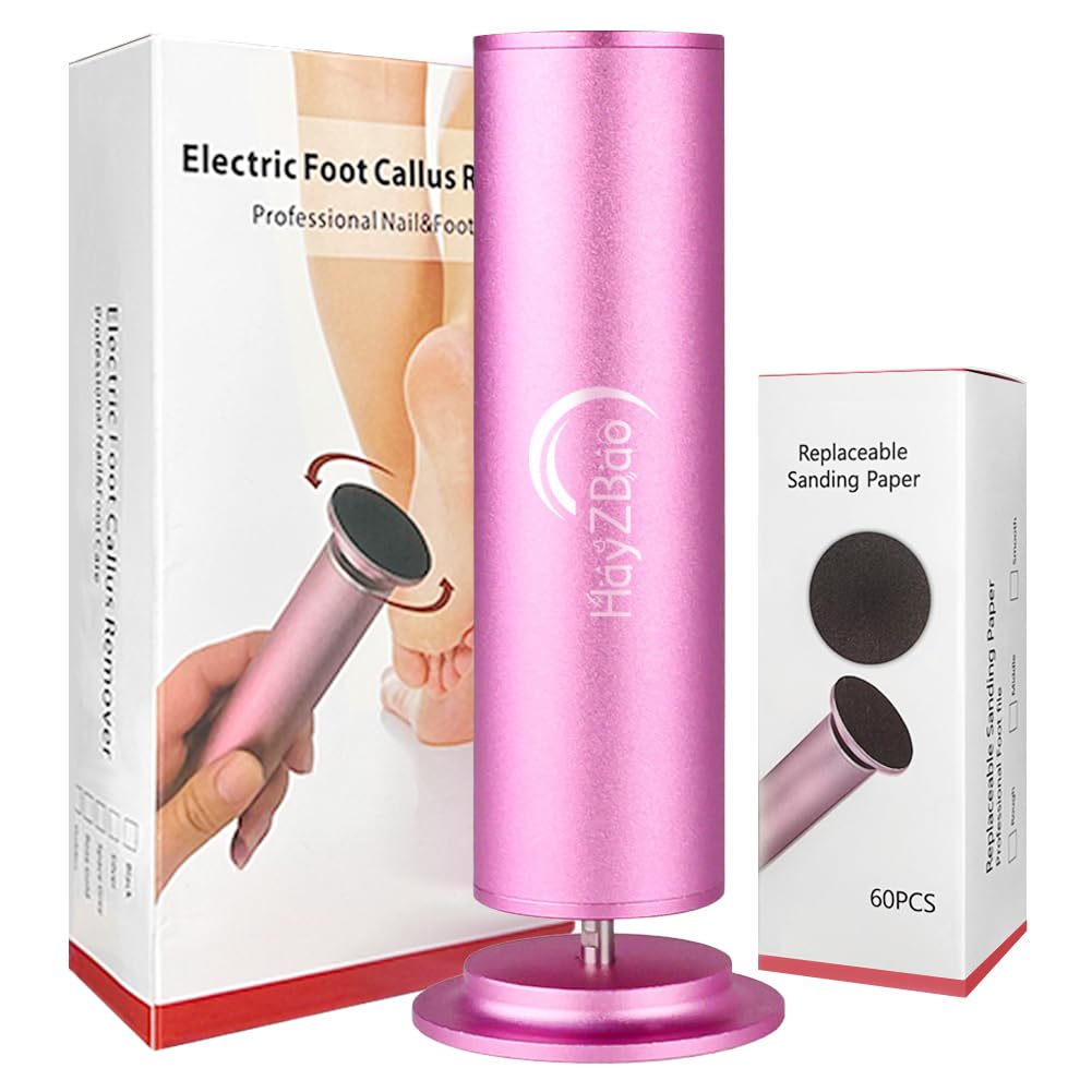 Electric Foot File - Callus Remover for Feet,Adjustable Speed Foot File with 60 Pcs Sandpaper Discs,Professional Pedicure Tool for Dead Skin and Calluses - Matte Purple