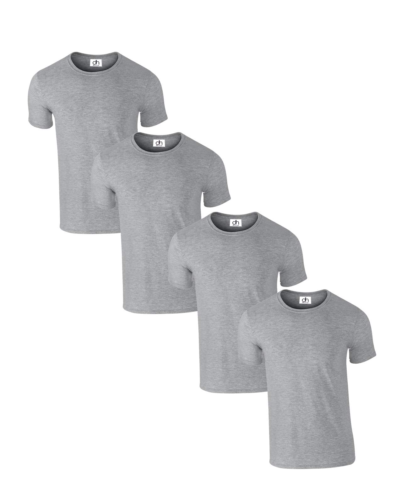D&H CLOTHING UKPack of 4 Premium Crew Neck T-Shirt XS-3XL Tshirt t Shirt Plain Regular Fit Short Sleeve 100% Cotton 180gsm