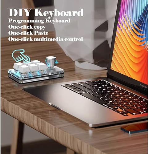 Miniatura 3 de Cuifati Mini teclado de 6 teclas con perilla, teclado mecánico para juegos con una sola mano, con 6 teclas totalmente programables, para, para