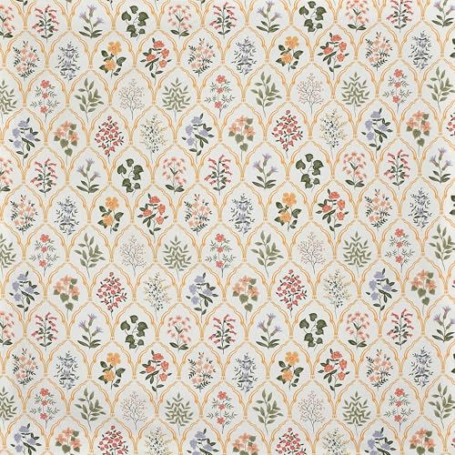 Image of VOMZER Premium 320 TC Fitted Bed Sheet with Full Elastic - Deep Pocket Design - Wrinkle Resistant Fitted Bedsheet 60x78 Queen Cream Flower Leaf