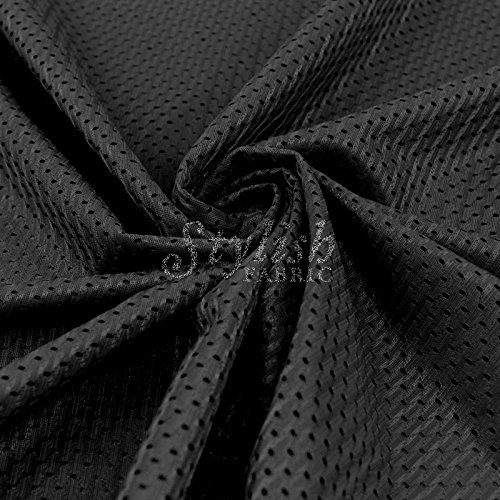Black Football Mesh Knit Fabric by The Yard - 1 Yard