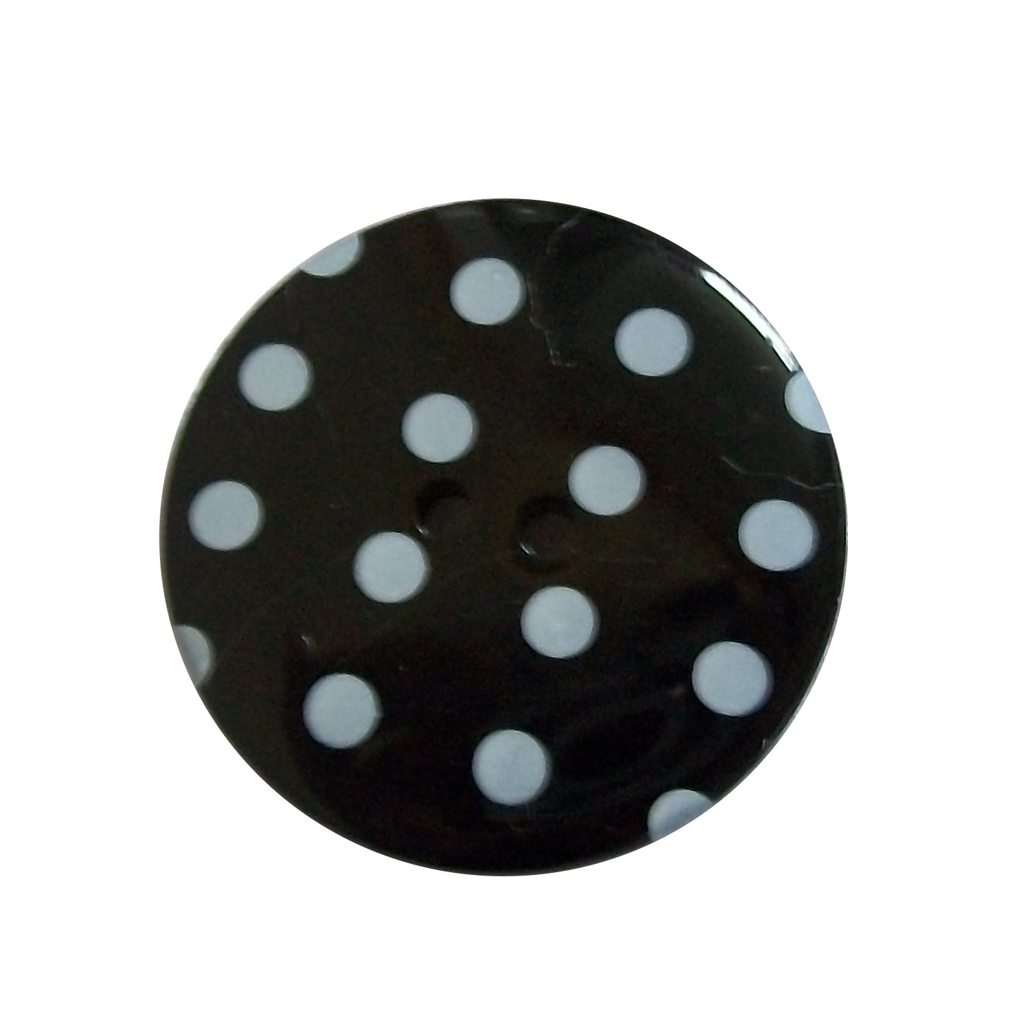 Round Plastic Polka Dot Spot 2 Hole Buttons Pack of 5 (13mm, Black with White)