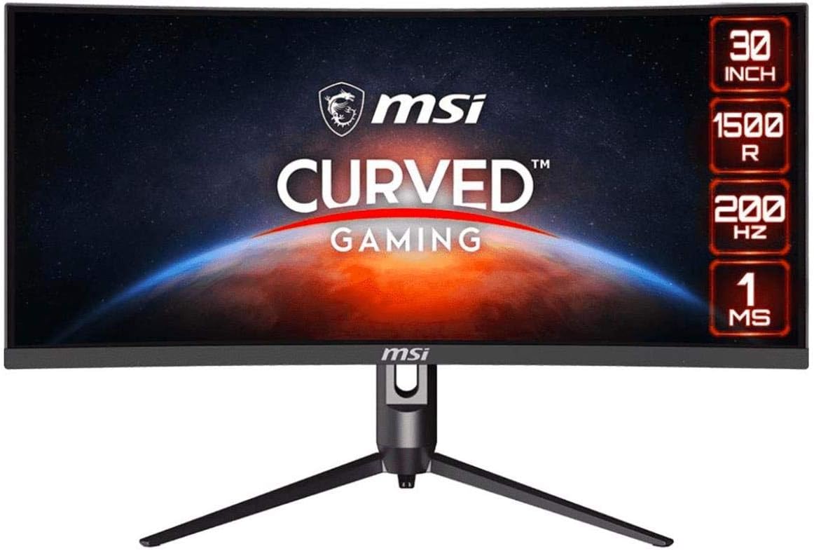 MSI Full HD Non-Glare 1ms 2560 x 1080 Ultra Wide 200Hz Refresh Rate HDR Ready USB/DP/HDMI Smart Headset Hanger FreeSync 30”Gaming Curved Monitor (Optix MAG301CR) - Black