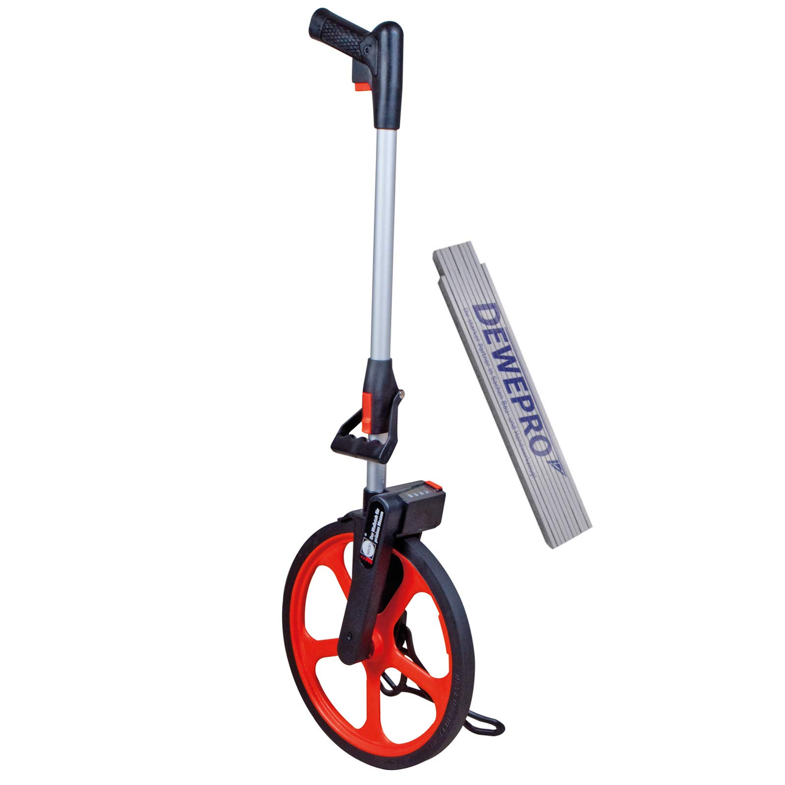 NEDO® Leichtmessrad ECONO Präzisionsrad Set inkl. DEWEPRO Zollstock 2m - Messwerkzeug für die Streckenmessung