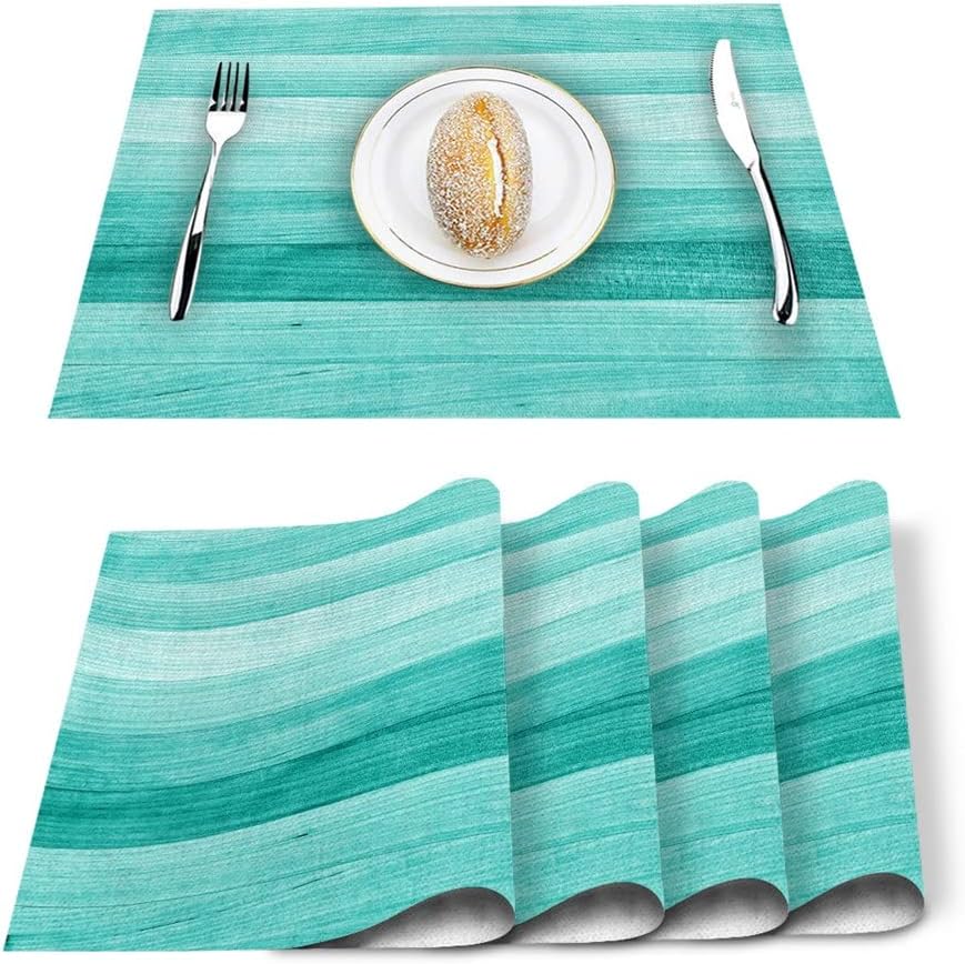 4/6 Pcs Placemat Table Mat Wooden Board Printed for Tables Heat-Insulation Linen Cotton Kitchen Dining Pads Set(6 PCS)