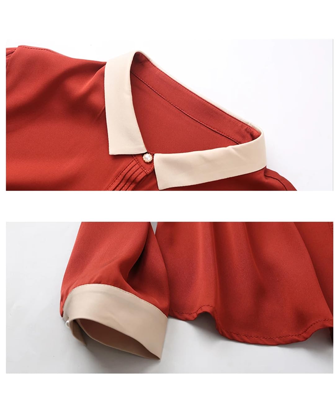 Camisas de manga larga con solapa de seda para mujer, ajustadas, holgadas, simples, lisas, para oficina, camisas casuales
