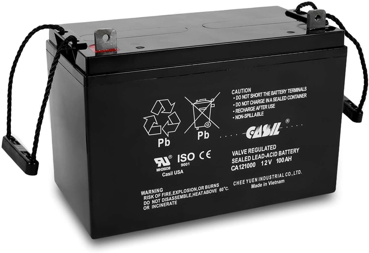 Casil 12V 100Ah Battery - AGM Deep Cycle, Marine, Solar, SLA - Ideal 100Ah Solar Battery for RV, Boat, and Off-Grid Systems - Reliable 12V 100Ah Power Solution