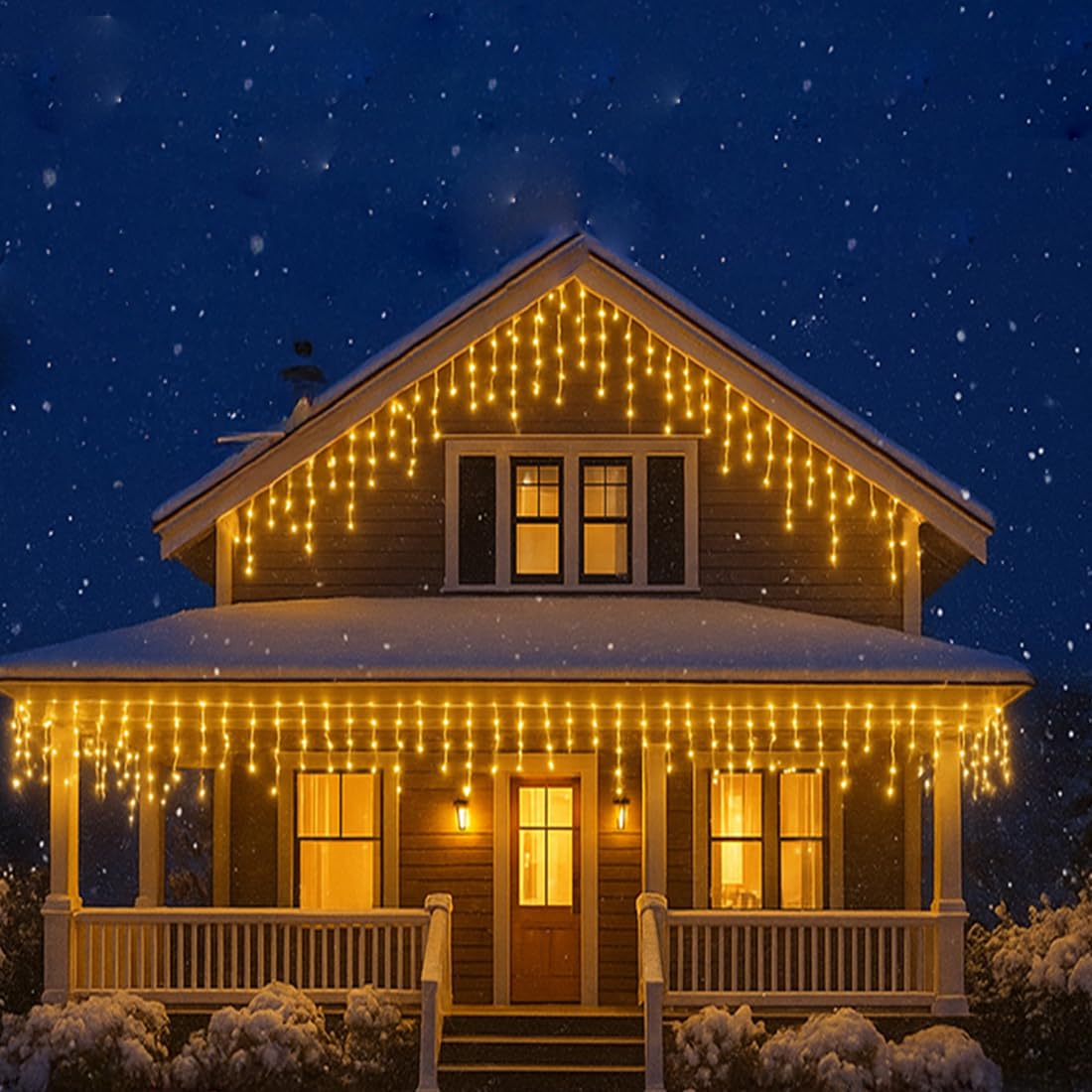 Litehom Icicle Diwali Lights Outdoor, 10ft 96 LED with 16 Drops Icicle Lights, Plug in Lights with 8 Modes Waterproof for Decoration Light for Diwali, Christmas, Birthday, Ganesh Puja (Warm White)-image-22