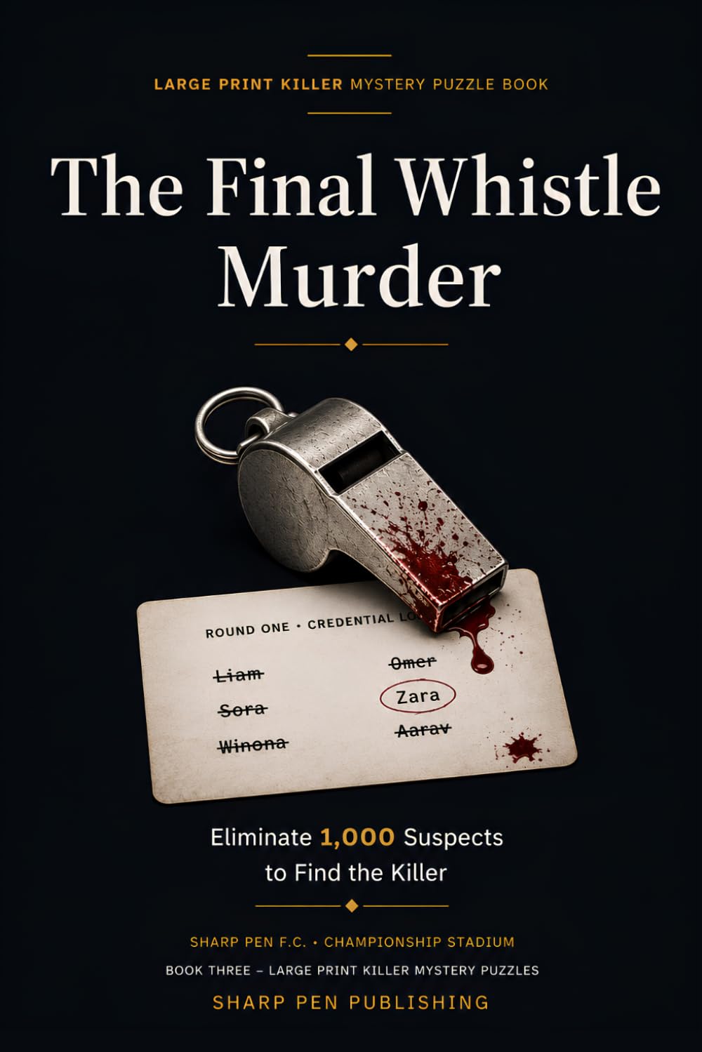LARGE PRINT KILLER MYSTERY PUZZLE BOOK: The Final Whistle Murder: Eliminate 1,000 Suspects to Find the Killer