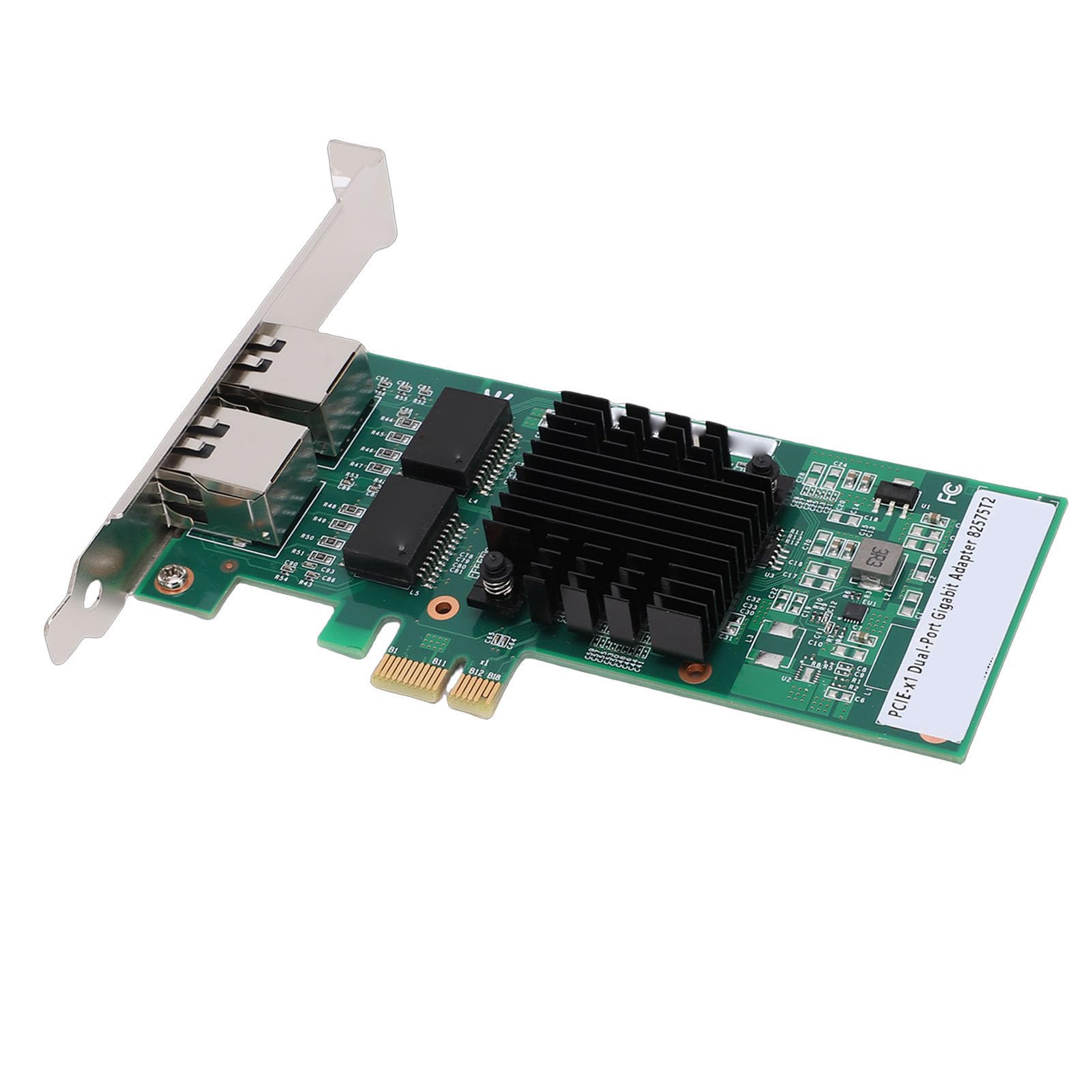 Aramox Scheda di Rete PCIe Adattatore di Rete PCI Express Doppio RJ45 con Chipset 82575 10 100 1000Mbps PCIe 2.0 X1 a Basso Profilo per Server 11 PC