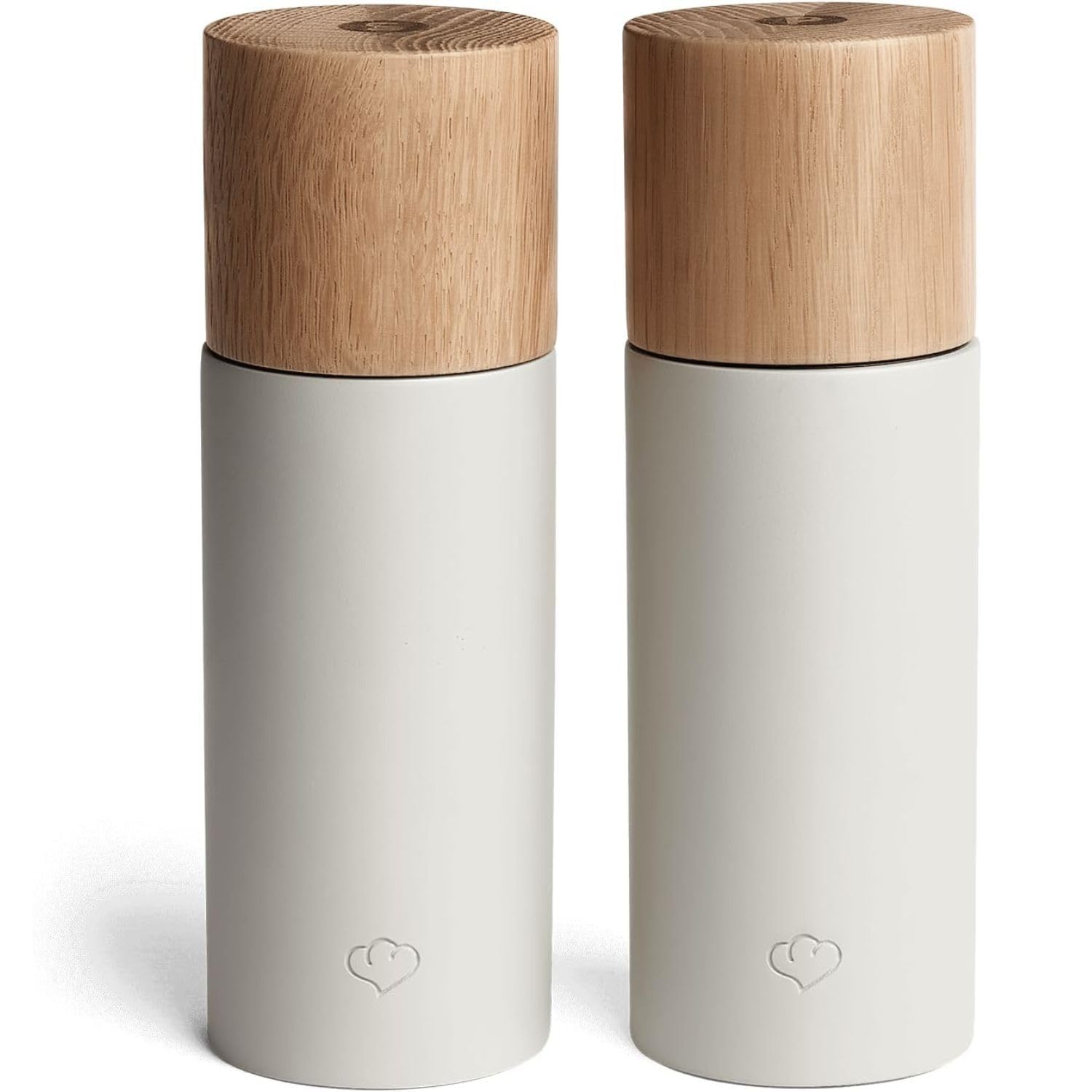 SPRINGLANE Salz & Pfeffermühle 2er Set aus Buchenholz & Beton, Gewürzmühle, Chilimühle, Verstellbares Keramikmahlwerk, Unbefüllt, Skandinavisches Design - Grau